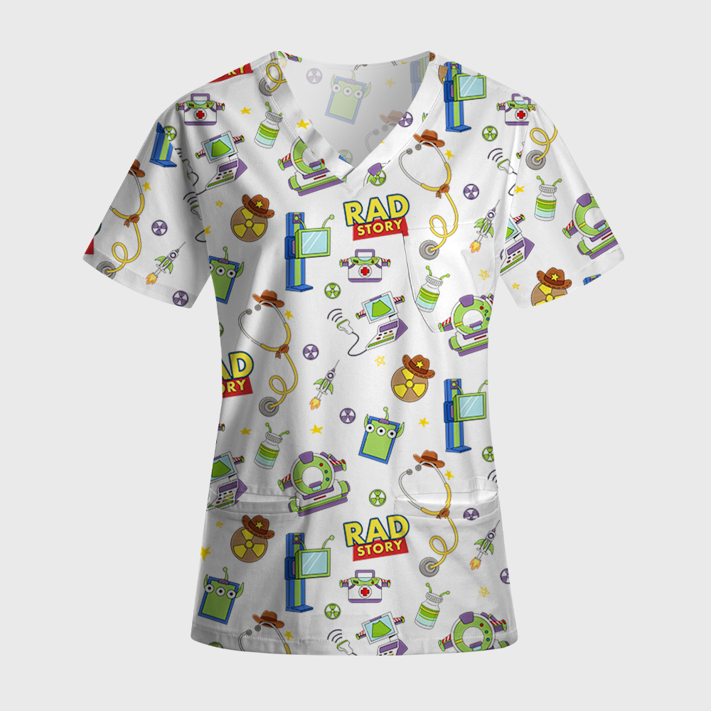 Rad Story Cute Icon Antimicrobial Scrubs Sets