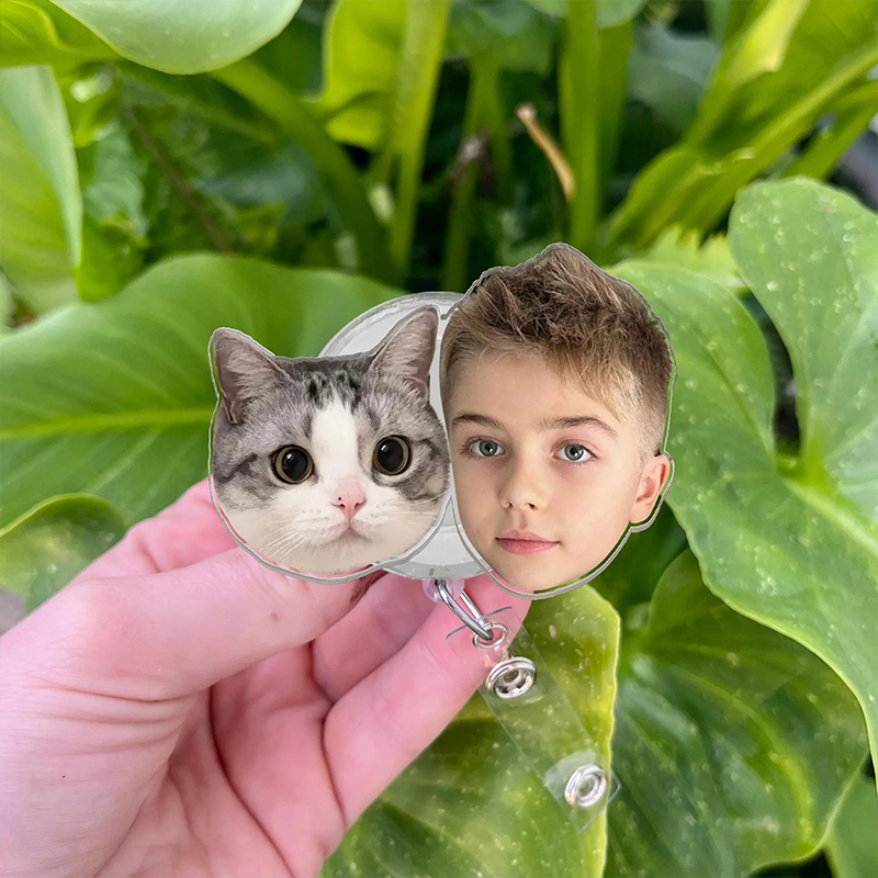 Personalized Kids And Pets Faces Nurse Badge Reel