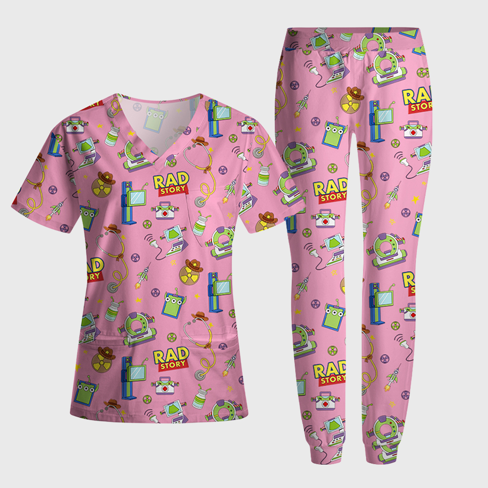 Rad Story Cute Icon Antimicrobial Scrubs Sets