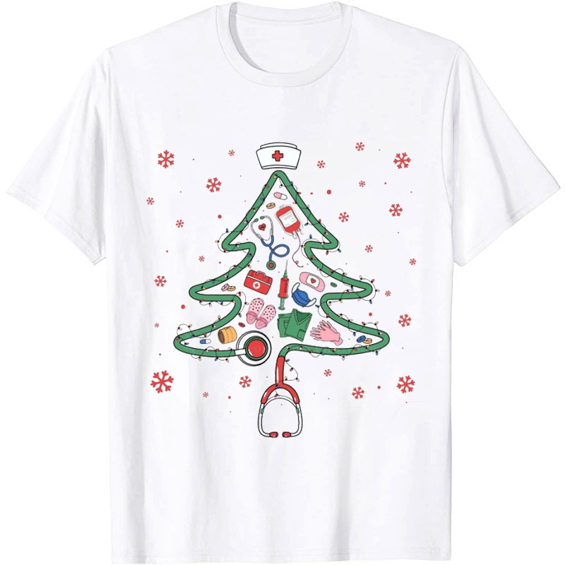 Stethoscope Christmas Tree Nurse T-shirt