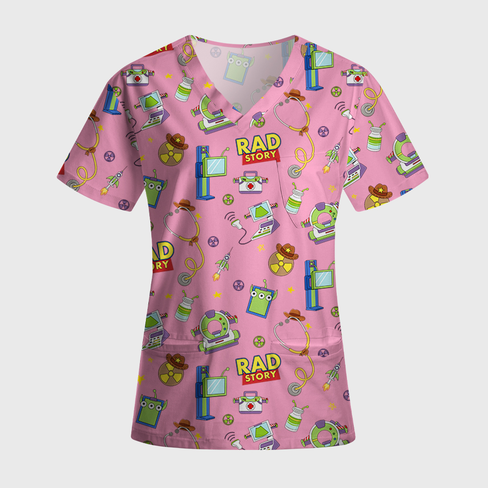 Rad Story Cute Icon Antimicrobial Scrubs Sets