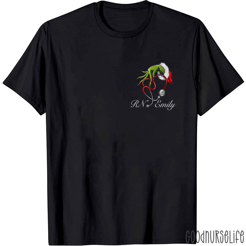 Personalized Christmas Medical Stethoscope Heart Nurse T-Shirt