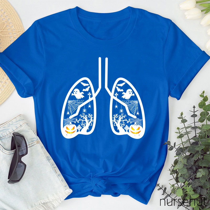 Halloween Pumpkin Lung Nurse T-Shirt