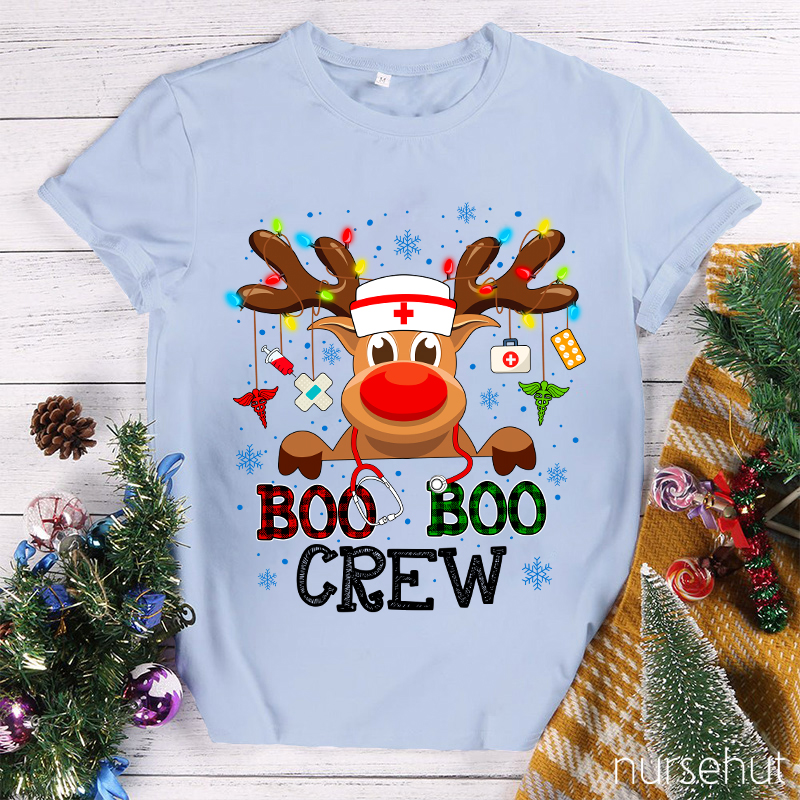 Christmas Reindeer Boo Boo Crew Nurse T-Shirt