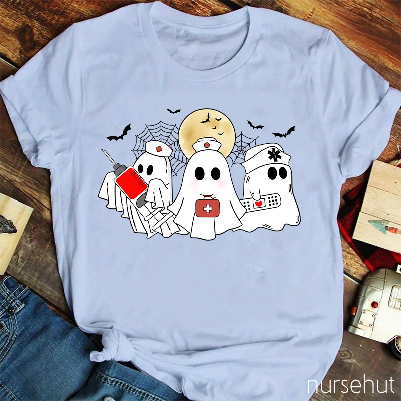 Cute Halloween Ghosts Nurse T-Shirt
