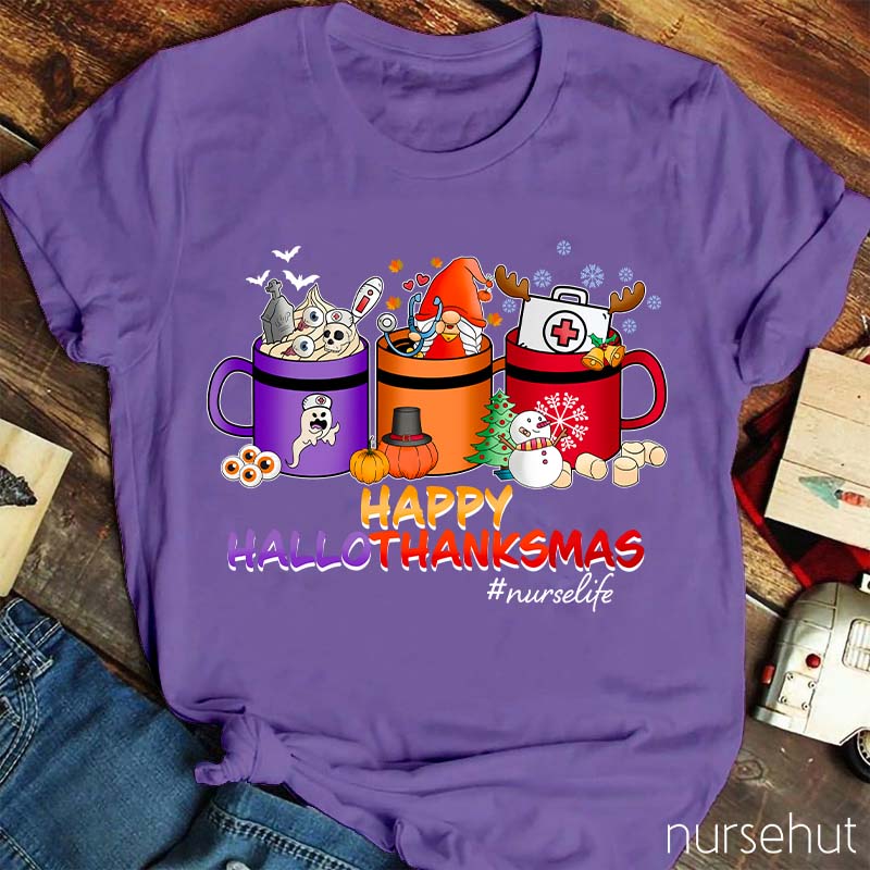 Happy Hallothanksmas Nurse T-Shirt
