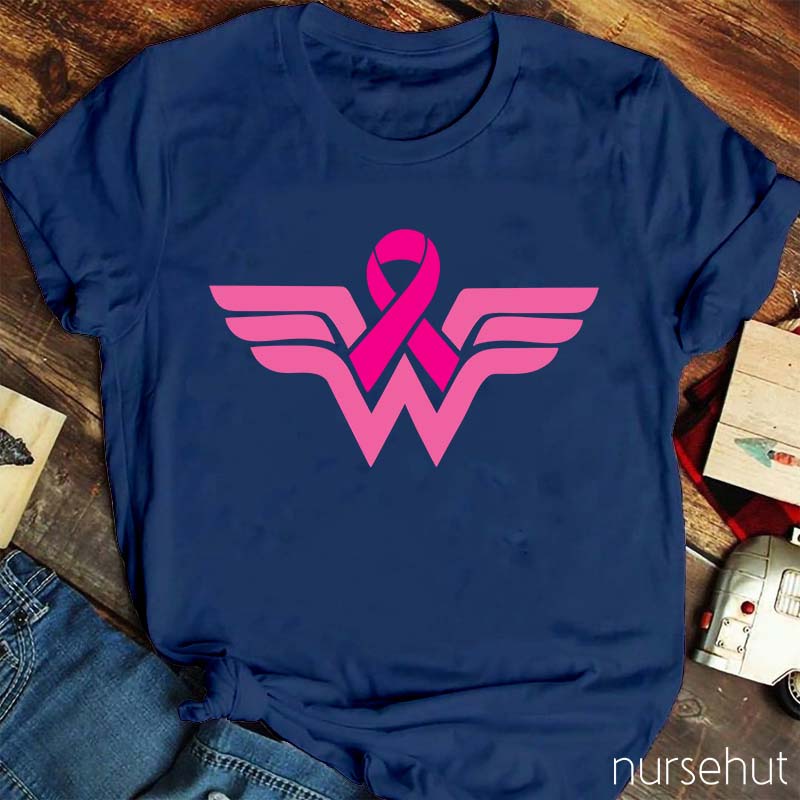 Wonder Woman Breast Cancer Awareness Nurse T-Shirt