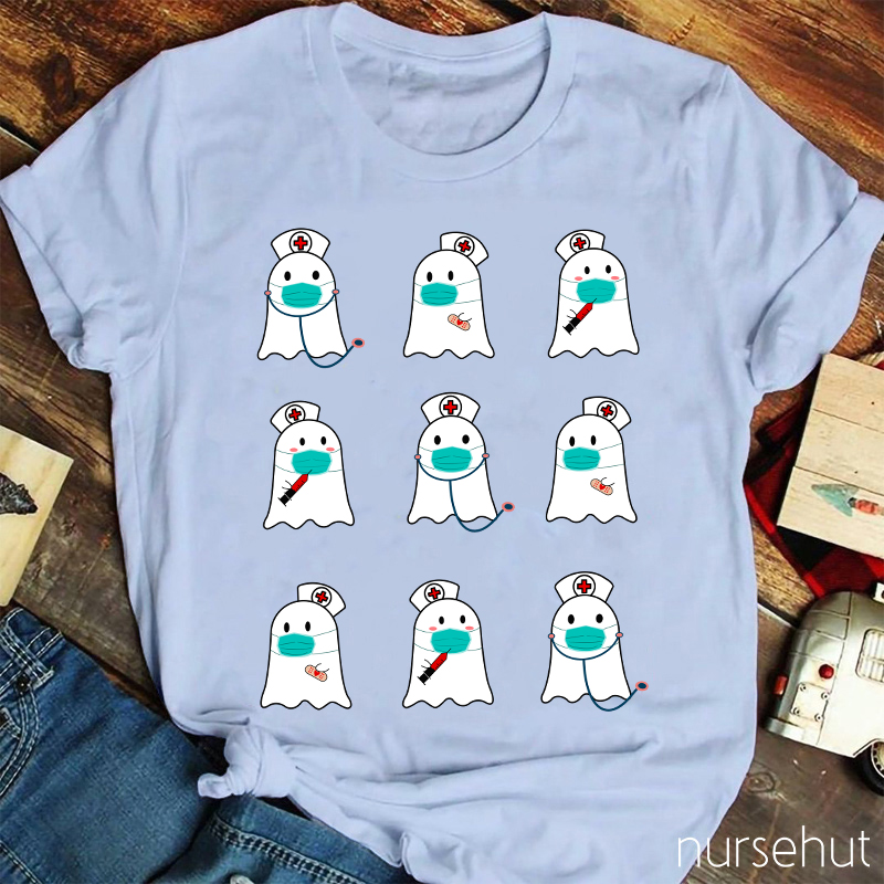 Cute Halloween Ghosts Nurse T-Shirt