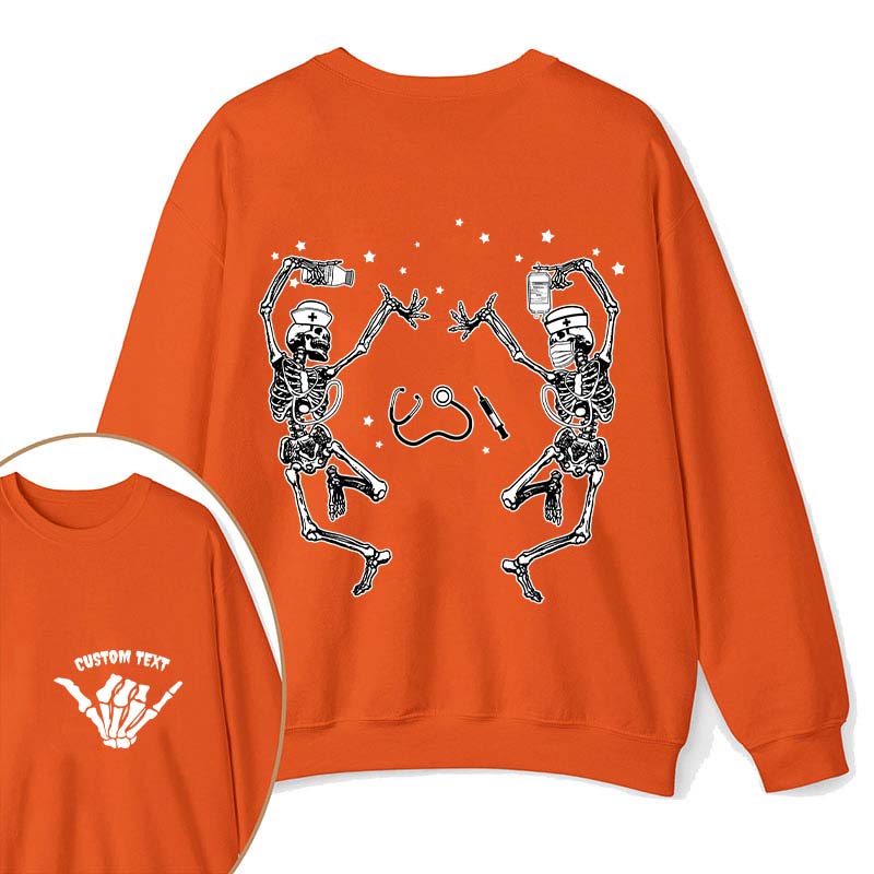 Personalized Dancing Skeleton Nurse Two Sided Sweatshirt