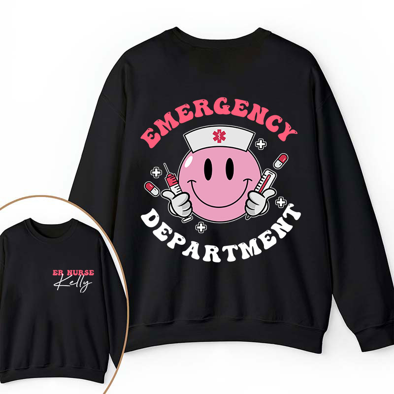 Personalized Emergency Department Nurse Two Sided Sweatshirt