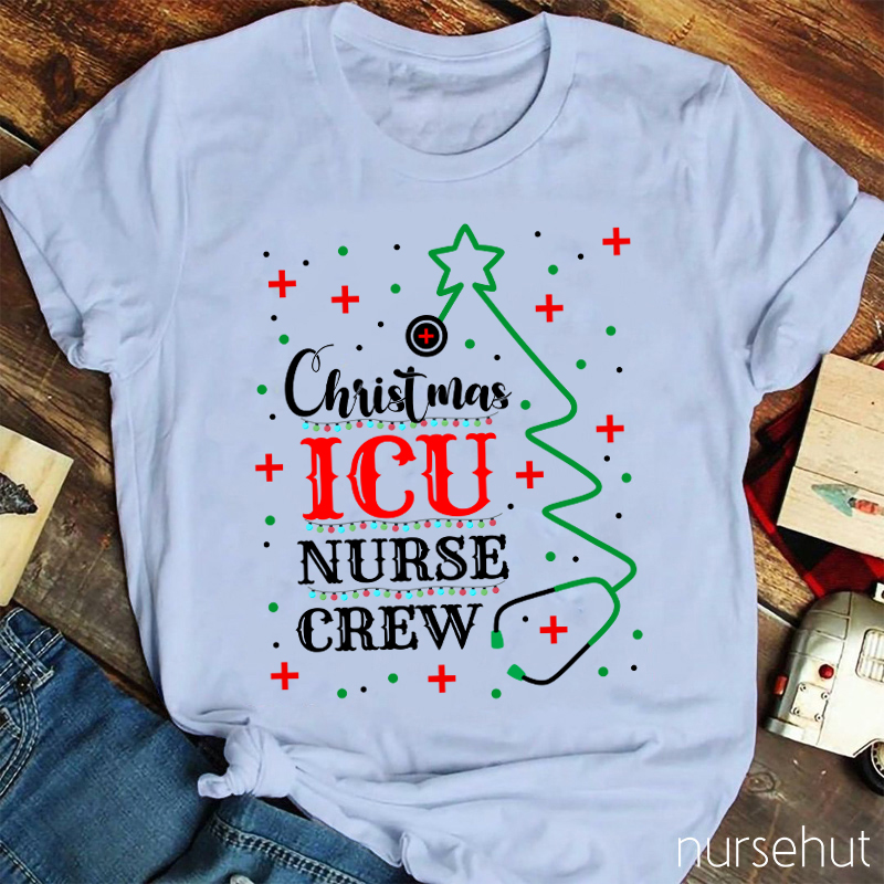 Personalized Christmas ICU Nurse Crew T-Shirt
