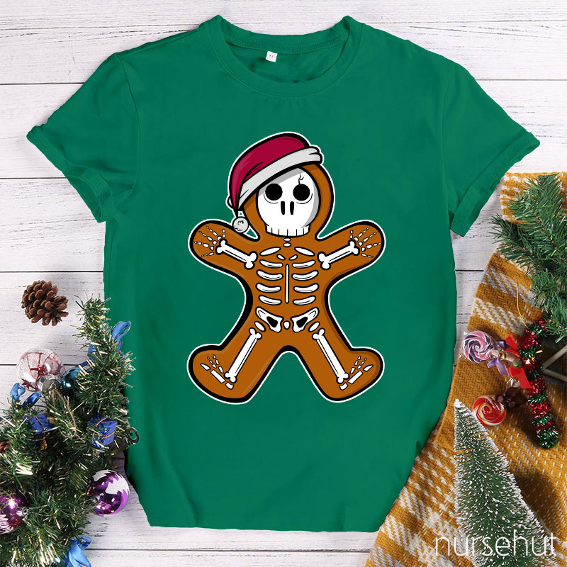 A Skeleton In A Santa Hat Nurse T-Shirt