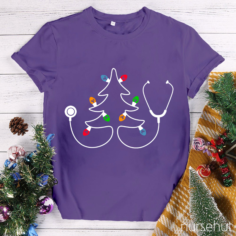 Stethoscope Christmas Tree Nurse T-Shirt