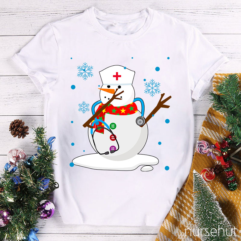 Christmas Snowman Nurse T-Shirt
