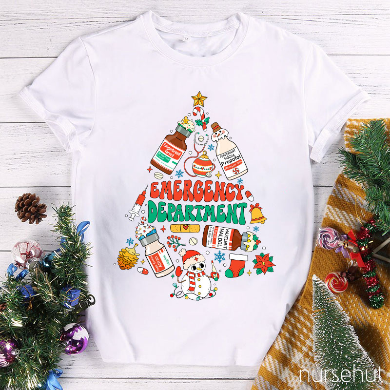 Emergency Department Christmas Tree Nurse T-Shirt