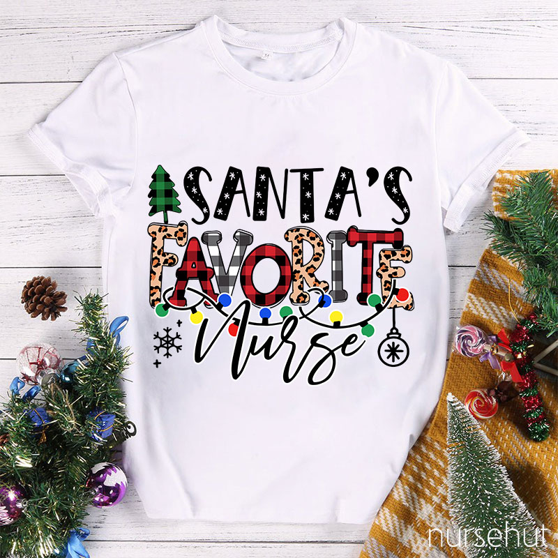 HO HO HO Santa's Favorite Nurse T-Shirt