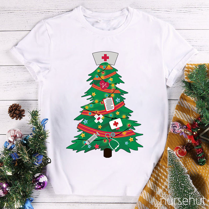 Christmas Tree With Nurse Hat Nurse T-Shirt