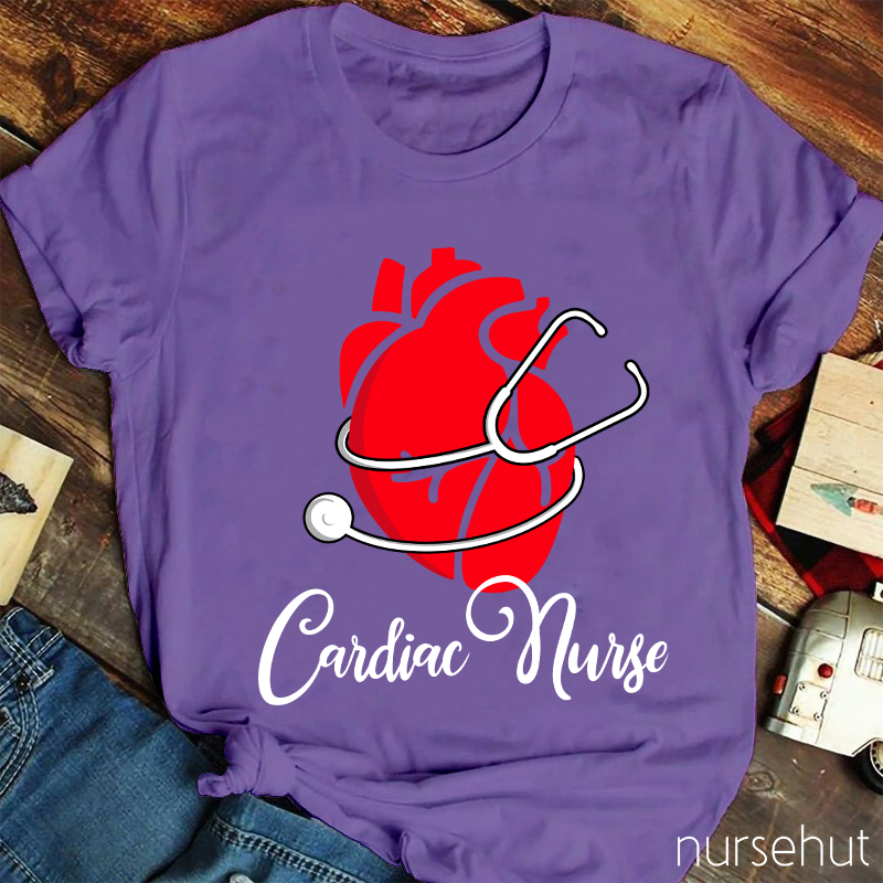 Stethoscope Saround A Red Heart Cardiac Nurse T-Shirt