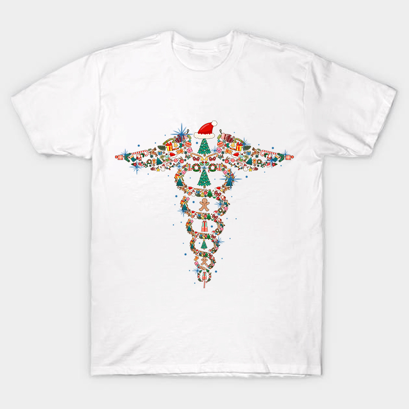 Christmas Rod of Asclepius Nurse T-Shirt