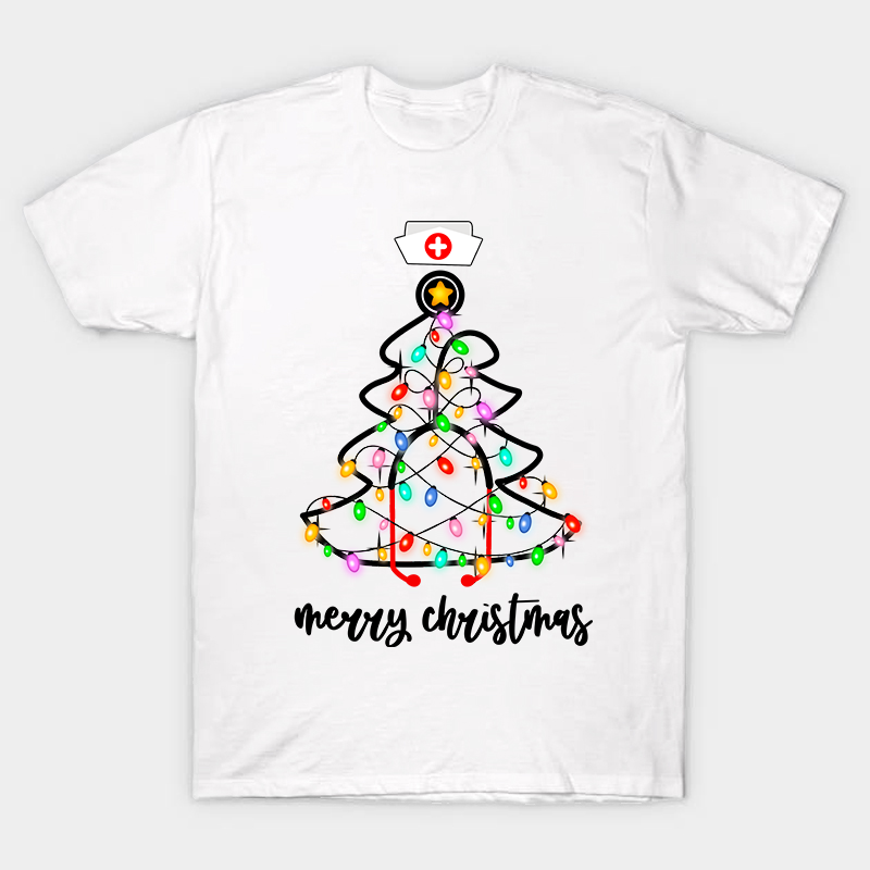 Christmas Lights Merry Christmas Nurse T-Shirt