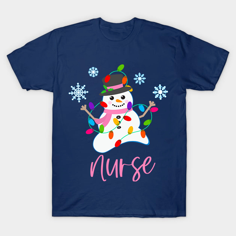 Snowman Playing With Lanterns Nurse T-Shirt