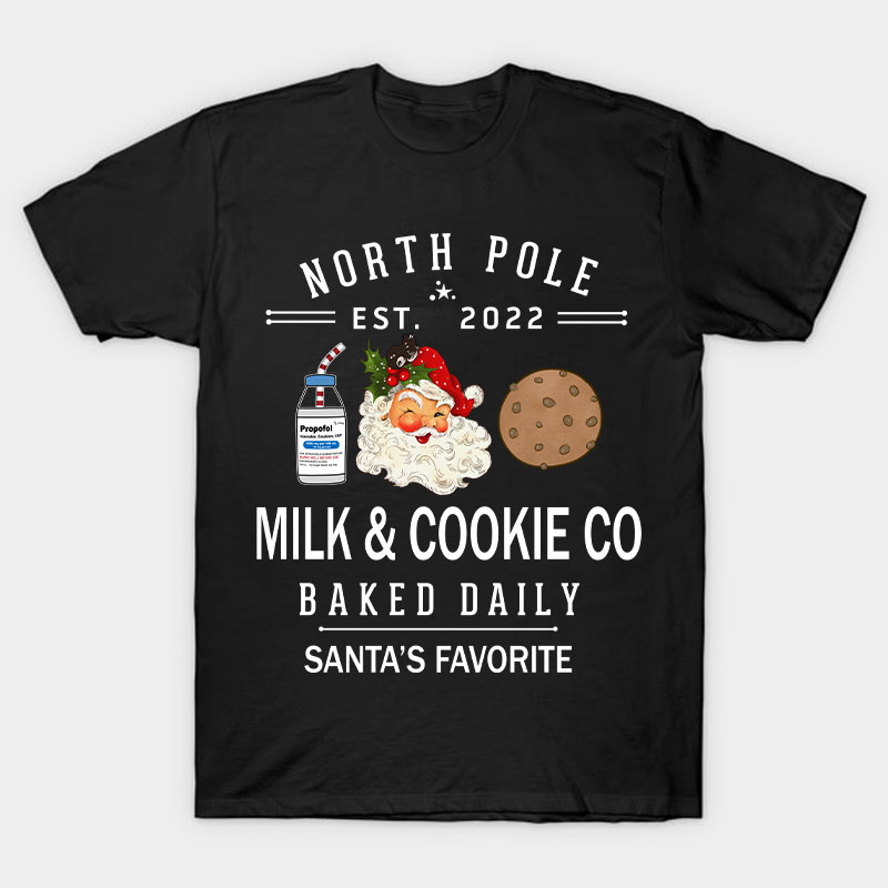 Milk And Cookie Co Santa's Favorite Nurse T-Shirt