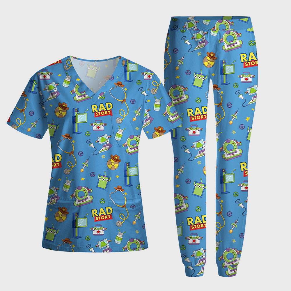 Rad Story Cute Icon Antimicrobial Scrubs Sets