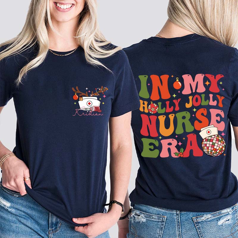 Personalized In My Merry And Bright  Era Nurse Two Sided T-Shirt
