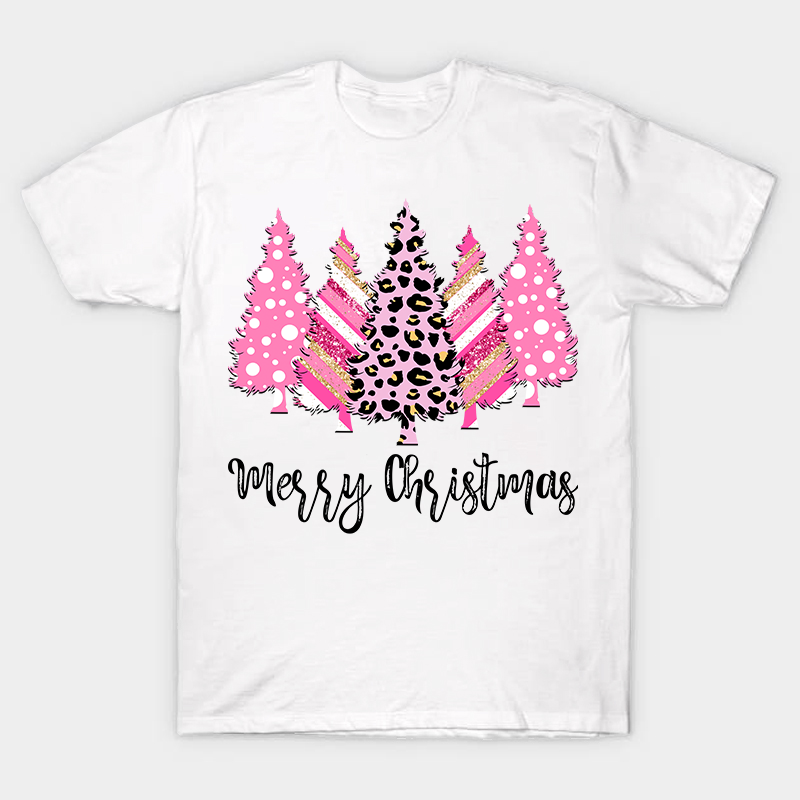 Merry Christmas Pink Christmas Trees Nurse T-Shirt