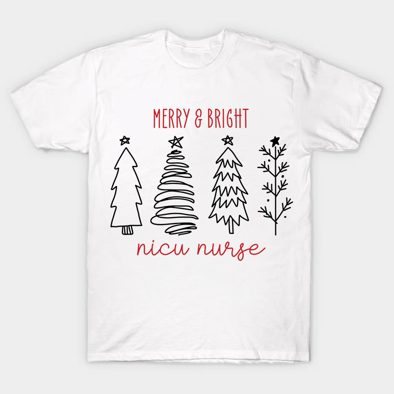 Merry And Bright Nicu Nurse T-Shirt