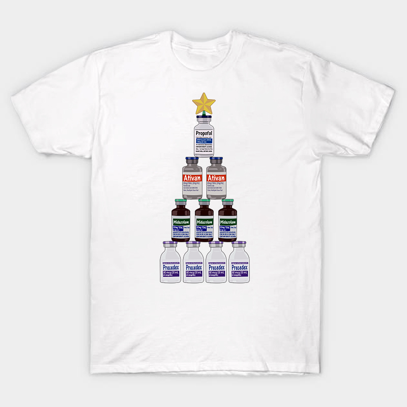 Medicine Bottle Christmas Tree Nurse T-Shirt