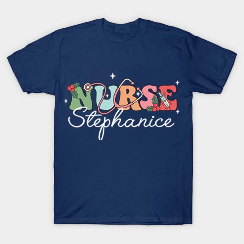 Personalized Name Christmas Crew Nurse T-Shirt