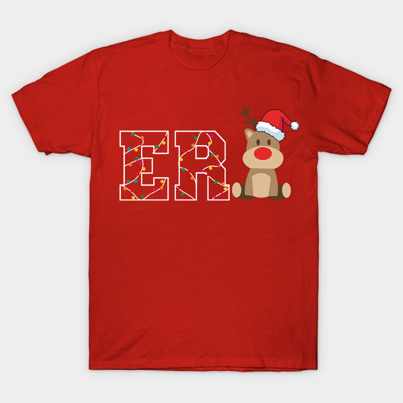 Personalized Christmas Elk Nurse T-Shirt