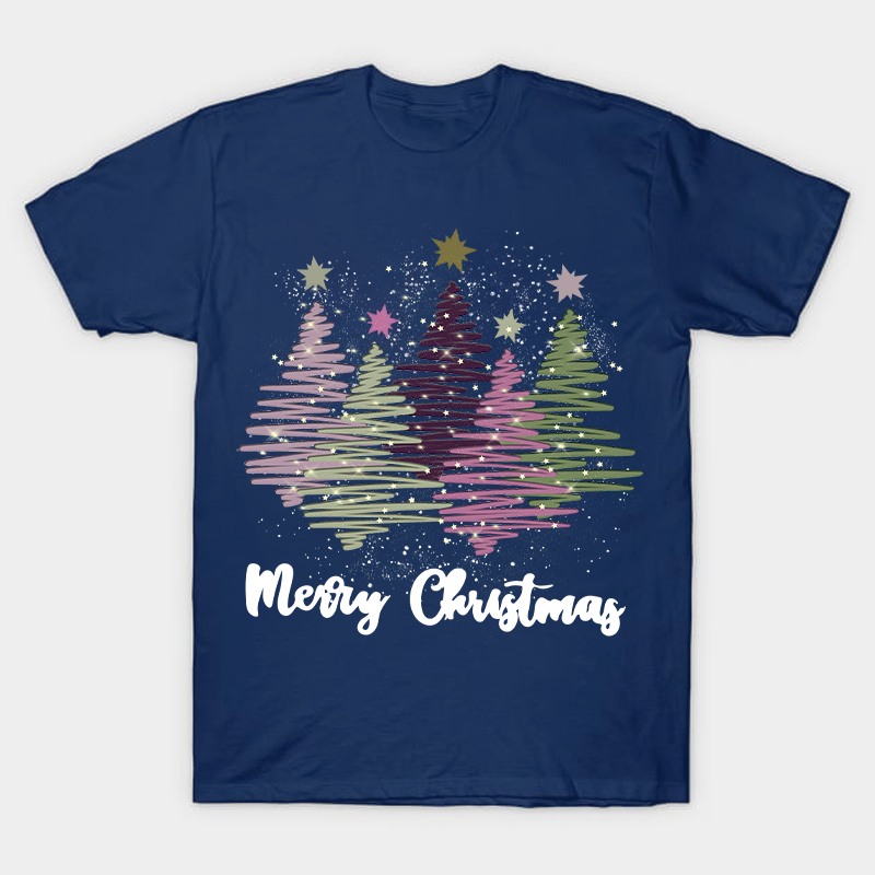 Merry Christmas Colorful Trees Nurse T-Shirt