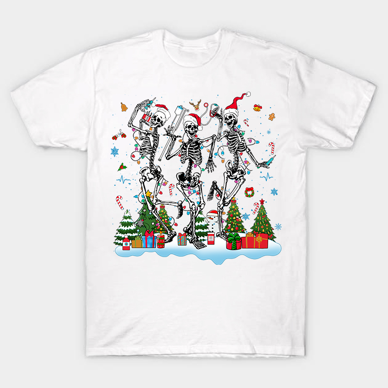 Skeletons Celebrate Christmas Nurse T-Shirt