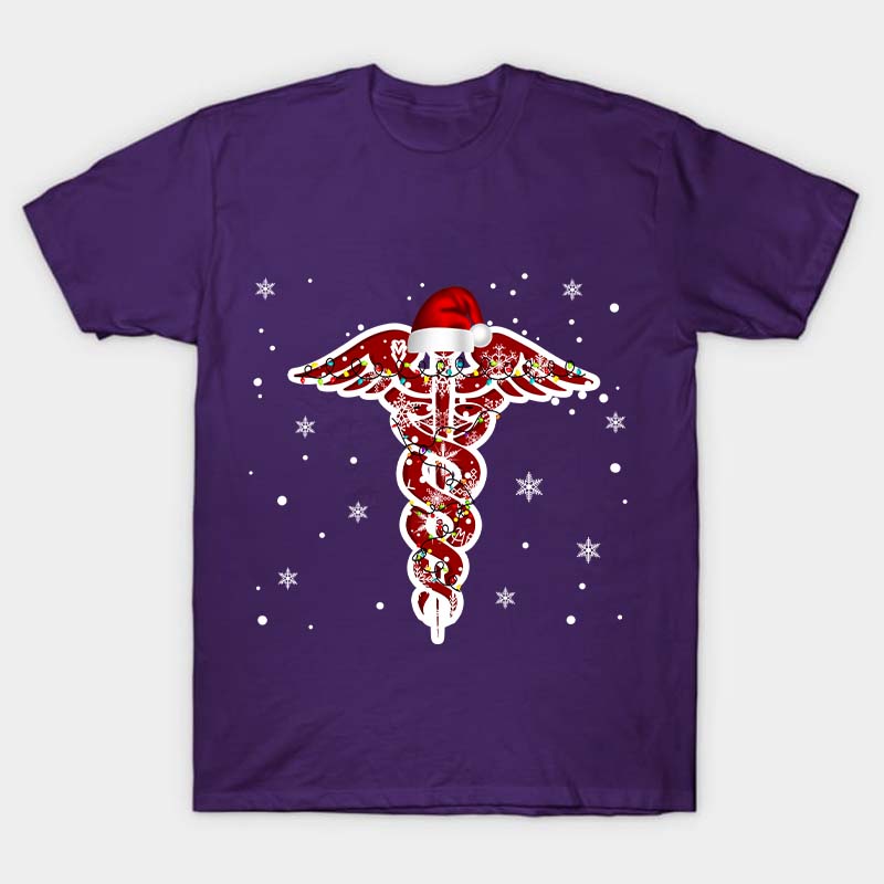 Christmas Rod of Asclepius Nurse T-Shirt