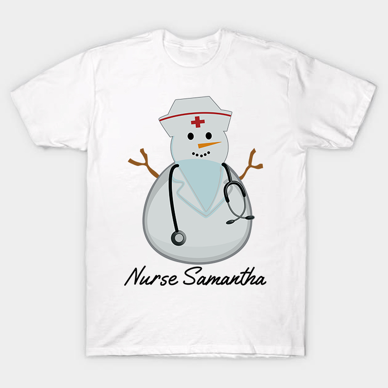 Personalized Snowman Nurse T-Shirt