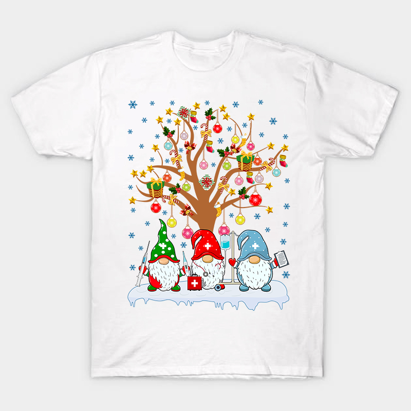 Gnome Nurses With A Presents Tree Nurse T-Shirt