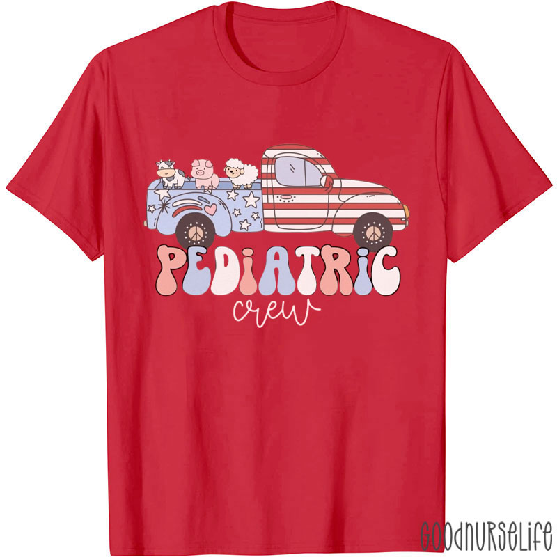 4th Of July Truck And Animals Pediatric Crew Nurse T-Shirt