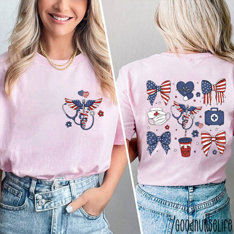 Nurse 4th Of July Patriotic Nurse Two Sided T-Shirt