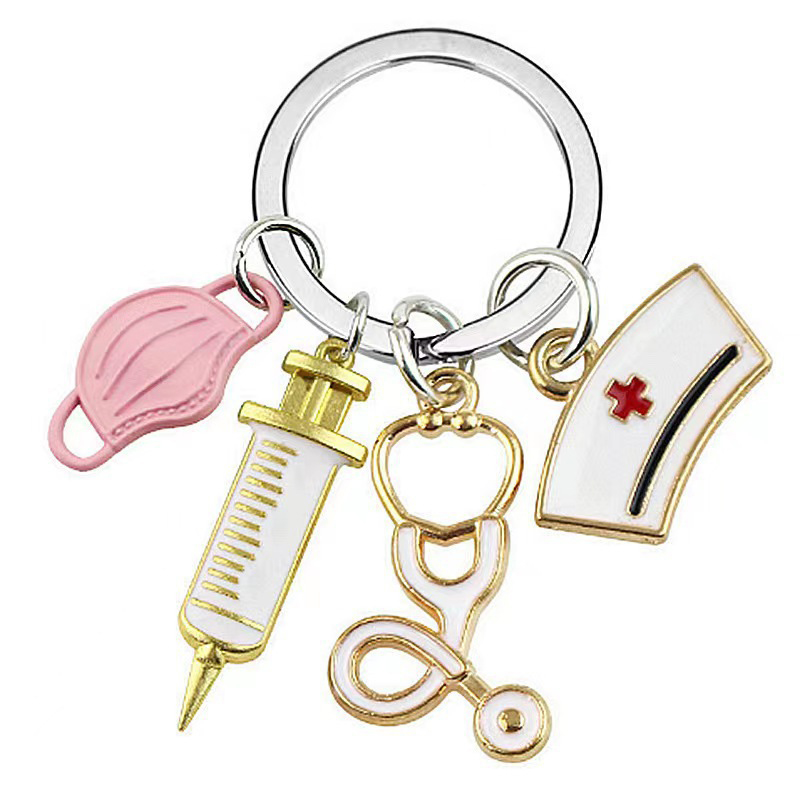 Mask Syringe Stethoscope Nurse Keychain