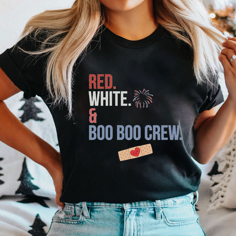 Red White And Boo Boo Crew Nurse T-Shirt