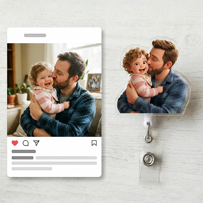 Personalized Unique Family Photo Nurse Badge Reel