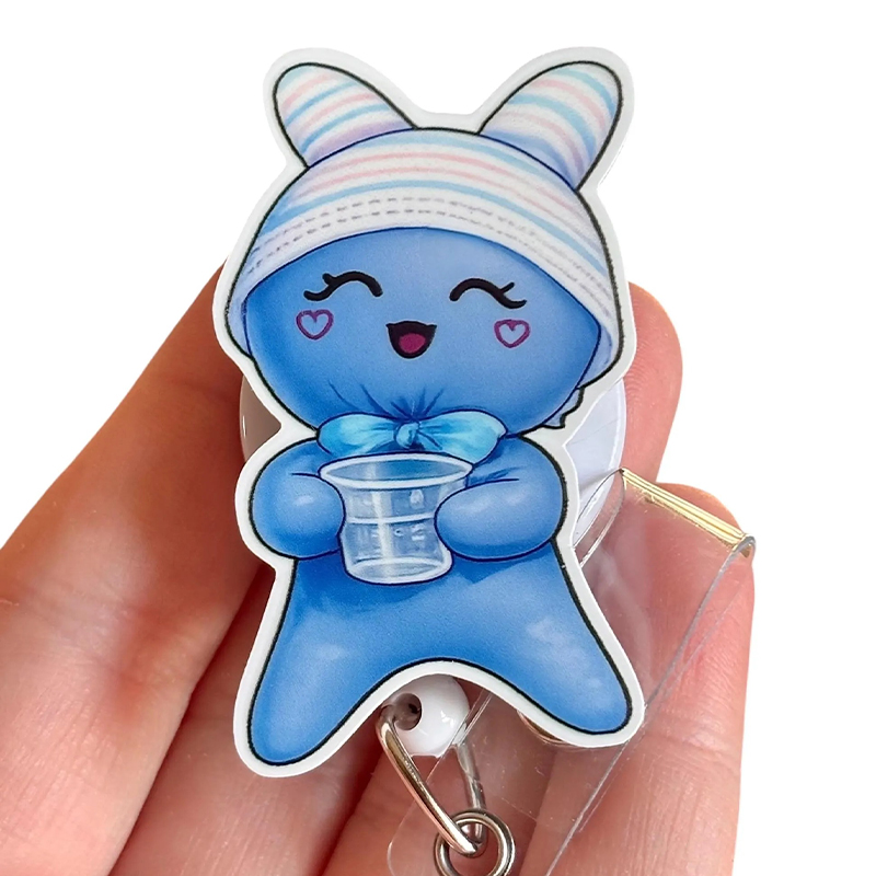 Labor And Delivery Blue Balloon Glove Nurse Badge Reel