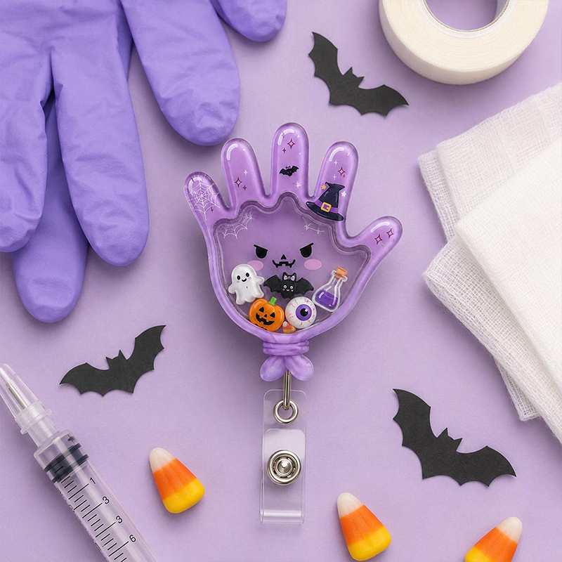 Medical Glove Halloween Shaker Badge Reel 