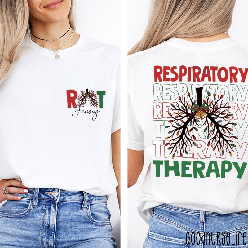 Personalized Christmas RT Lung Tree Two Sided T-Shirt