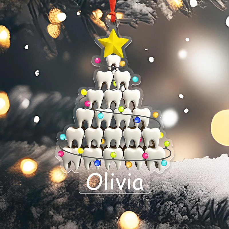 Personalized Tooth Christmas Tree Acrylic Christmas Ornament