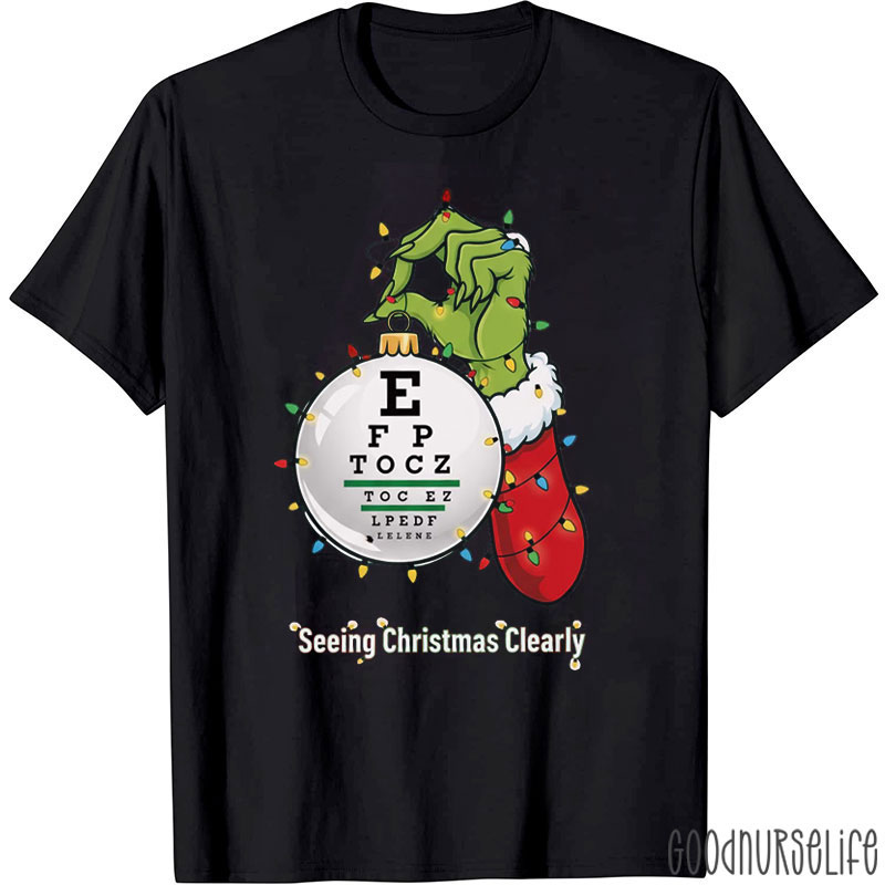 Seeing Christmas Clearly Eye Chart T-Shirt