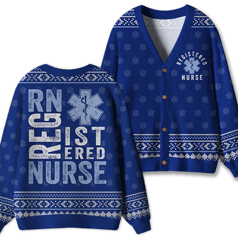 Registered Nurse Caduceus Symbol Nurse Ugly Cardigan Sweaters