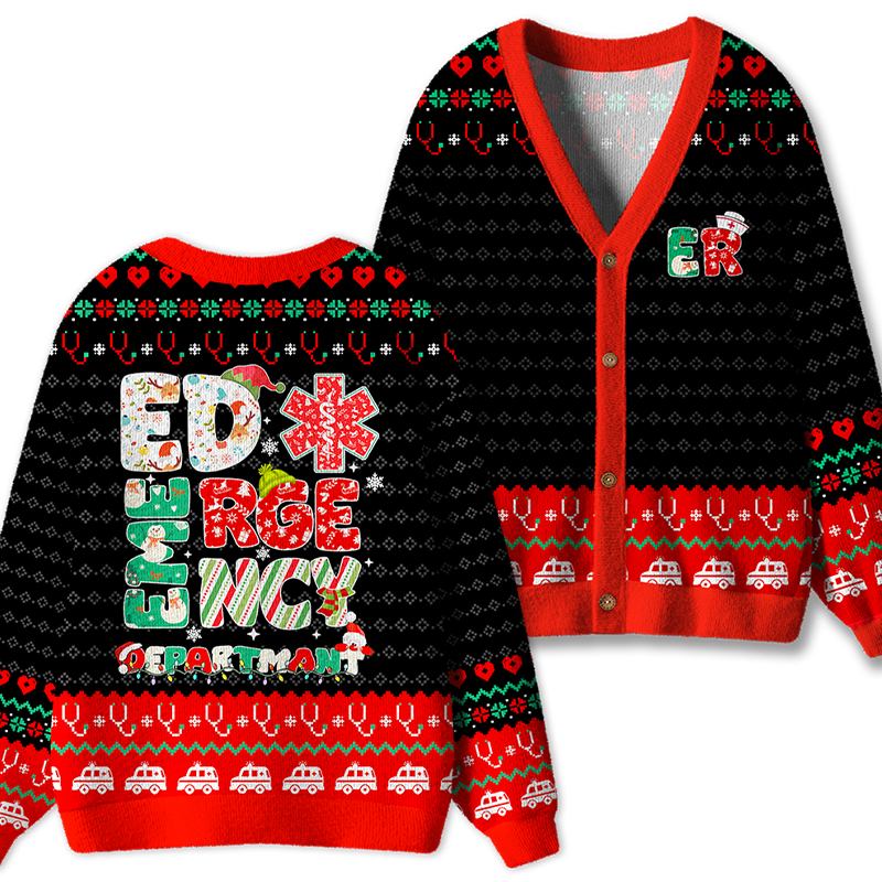 Christmas Vibe Emergency Department Ugly Cardigan Sweaters